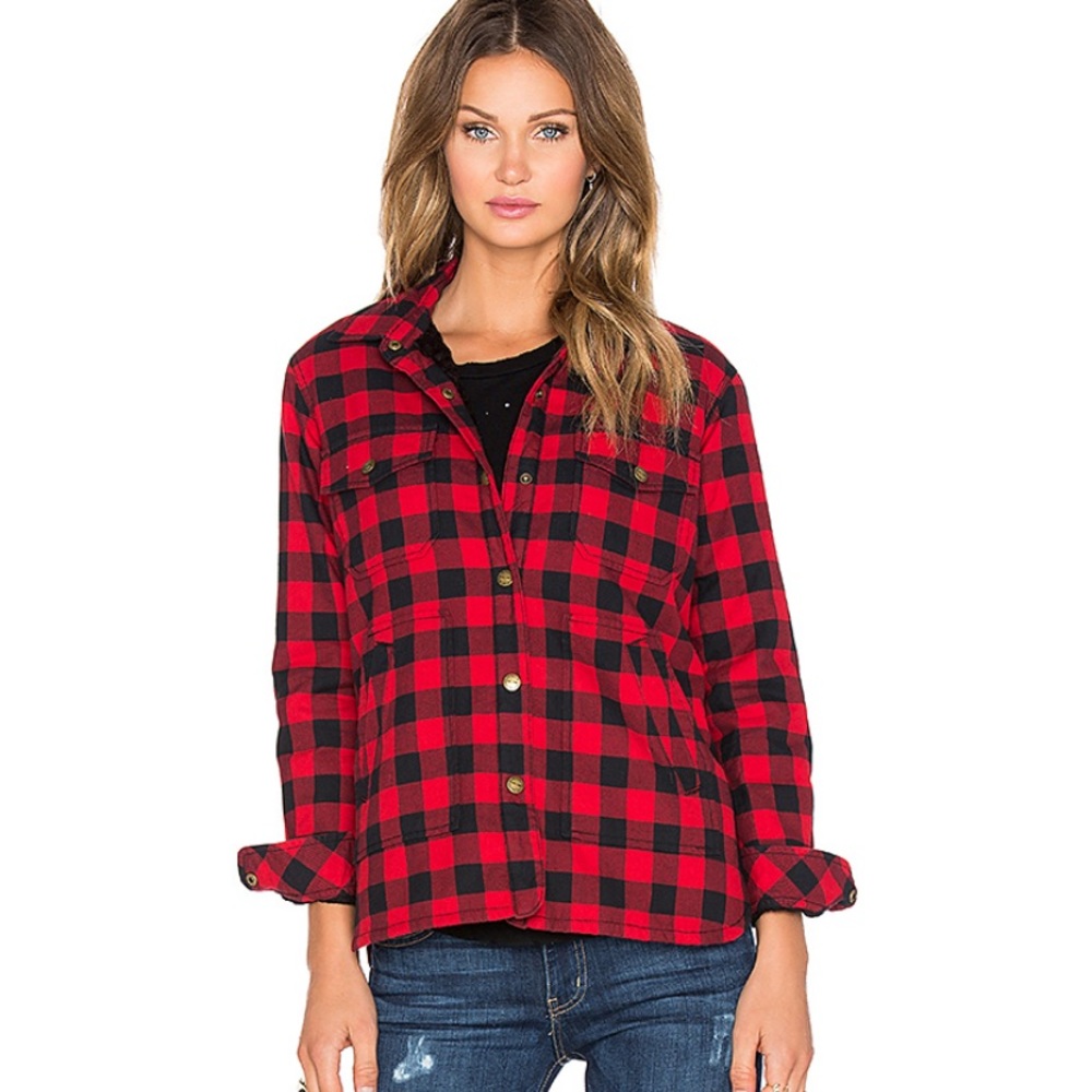 Current Elliot Plaid Sherpa Jacket Size Medium